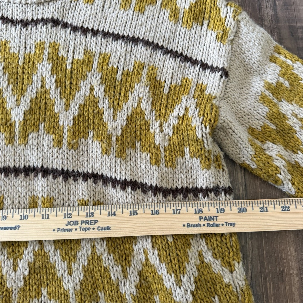 The Great. Sweater 3/L The Folk Pullover Earth Tan Yellow Wool Alpaca Fair Isle - Picture 8 of 10